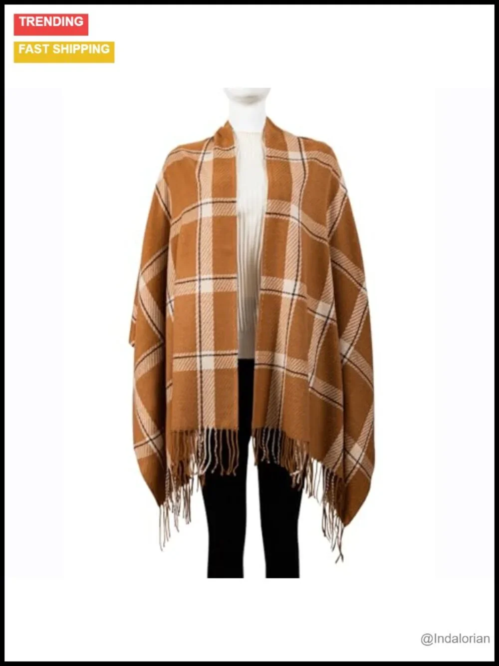Winter Scarf Soft Cashmere Feel Plaid Shawl Tassels Large Oversized Wrap